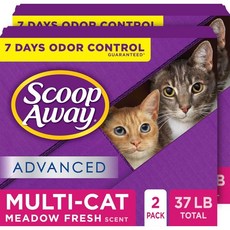 Scoop Away 고양이 원목 화장실 고급 멀티 덩어리 쓰레기 메도우 신선한 향 2 18.5 파운드 팩포장은 다를 수 있음을 퍼내세요 Q1702808, 1개