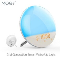 인공 태양조명 알람시계 미라클모닝 탁상 디지털 선라이즈 새벽기상 WiFi Smart Wake Up Light Workday 알람 시계 7 색 SunriseSunset Life Tu, 1) 1 PC