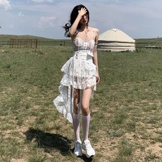 여성 원피스 섹시 코르셋 레이스 캉캉 롱드레스 홀복