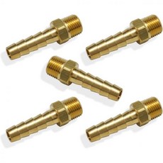 boeray5pcs 황동 호스 바브 피팅 5/16인치 바브에서 3/8인치 남성 NPT 나사산 에어 어댑터, 1/4" Barb to 1/8" Male, 5개