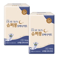 더마생리대 디어스킨 에어엠보 슈퍼롱 오버나이트, 14개입 x 2팩
