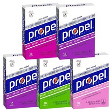 프로펠 전해질 비타민보충 파우더 패킷 4가지맛 x 10개입 x 5팩세트 운동후 빠른 수분보충 피트니스 워터, 25g, 1세트