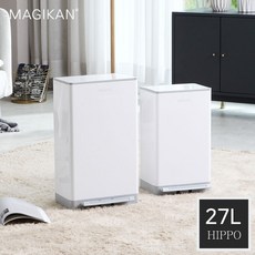 매직캔 히포 듀얼 오픈 휴지통 27리터, MH280WG(화이트)
