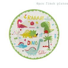 공룡 파티 풍선 멧새 갈 랜드 1 생일 소년 포효 호의 선물 정글 사파리 디노 장식, 6pcs 7inch plates, 1개