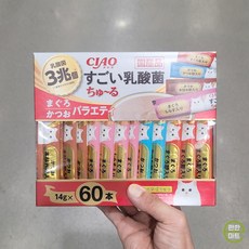  애묘 간식 이나바 챠오츄르 유산균, 60입, 2개, 14g 