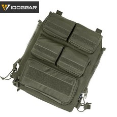 IDOGEAR Tactical Pouch Bag Zip On Panel AVS JPC2.0 CPC Vest 3573 용 Mag 파우치가 장착 된 플레이트 캐리어 모듈 식 백팩, [04] Ranger Green, 1개