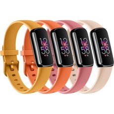 Fitbit 핏빗 럭스 밴드 호환 스포츠 4팩 여성 남성용 부드러운 실리콘 교체 스트랩 손목밴드 피트니스 및 웰니스 트래커용, Large, Turmeric/Orange/Coral Red/Apri