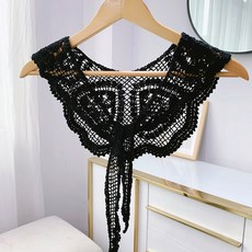 굿씽브라보 숄 스커트 숏 소매 매치 어깨 페이크 칼라 배합 치마 여성 레쉬 레이스 펀칭 여름 목 보호 스카프 얇은