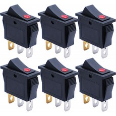 mxuteuk 6pcs 12V 적색 LED 조명이 스냅인 보트 로커 스위치 전원 SPST ON-OFF 3핀 AC 250V 16A 125V 20A 자동차 자동 보트, 단일옵션