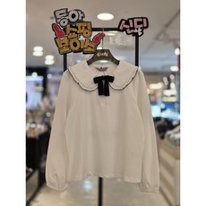 신디키즈 동아쇼핑점 여아"꾸안꾸 @2024년~~가을신상@러블리 레이어드 하기 좋은 티셔츠"단정한 피콧 장식 카라 티블라우스 흰블라우스@초등 여아 데일리 등교룩 블라우스 티셔츠@