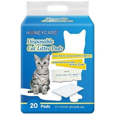 HONEY CARE 허니 케어 올어랍스 20 개 고양이 배변 패드 43.1 x 29.9cm17.1 11.8인치, 1개