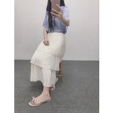 명품 하이웨이스트 T2631 여름 룩 스타일리쉬 홍콩무드 캉캉스커트 하프기장 케이크스커트 스윗