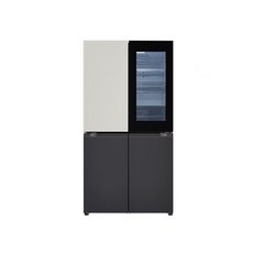 [색상선택형] LG전자 디오스 오브제컬렉션 노크온 4도어 냉장고 메탈 870L 방문설치, 그레이(상), 블랙(하),