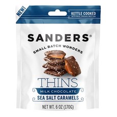 Sanders 밀크 초콜릿 씨 솔트 캐러멜 THINS - 170g(6oz) 백, 1개, 170g - 샌더스