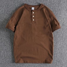 브론슨 티셔츠남성 TEE 아메리칸 카키 셔츠 헨리넥 아메카지 반팔 빈티지