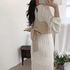 헤이주드 여성 크롭 레이어드 뷔스티에 리본 끈 탑