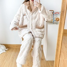 추동 350g 초두꺼운 보온털 항모제모 임산부 잠옷 산모 수유 산후조리