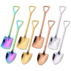 LELE LIFE 8Pcs 스테인리스스틸 삽 모양 스푼 반짝이 티 커피 슈가 케이크 스푼 디저트 아이스크림 스푼 과일 스푼 저림 금, 단일옵션, 단일옵션