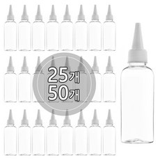 [50개묶음판매] 뾰족캡용기 30ml 50ml 60ml 75ml 80ml 100ml 오일병 염색약공병, 50ml(원형) 투명용기, 흰색캡, 50개