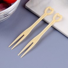 100pcs 과일 포크 9cm 미니 스낵 케이크 디저트 음식 과일 이쑤시개 도시락 점심 파티 장식, 노란색, 100개