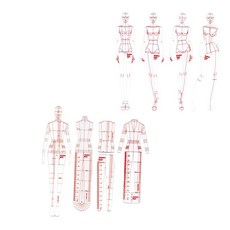 GHSHOP 16x 패션 드로잉 눈금자 세트 그림 그리기 템플릿 패션 디자인 스케치, 25.4x6.8cm 25.1x7cm, 플라스틱, 여러 가지 빛깔의
