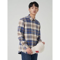 빈폴 23FW 브러쉬드 미디엄 체크 셔츠 블루BC3964C35P