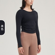  필라테스 복장 운동복 요가 스포츠 긴팔 블라우스 주름진 얇은 러닝 의류 가을 및 겨울 피트니스 
