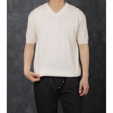 남자브이넥반팔니트