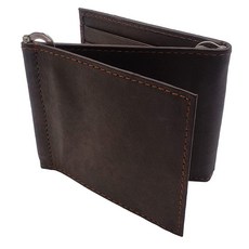 AG Wallets 남성용 소가죽 3단 / 이중 지폐 클립 지갑 (Z 머니 클립) 브라운. One_Size 바이폴드 지갑