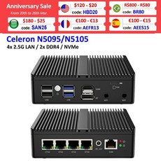 미니 PC 소형 mini 컴퓨터 인텔 셀러론 N5105/N5100 소프트 라우터 팬리스 4x i225/i226 2.5G LAN HDMI DP pfSense 방화벽 기기 ESXI A, 해외공급사, Celeron N5105 + AU, 8GB DDR4 256GB NVMe