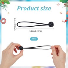 WEBEEDY 20피스 블랙 파티오 우산 스트랩 재사용 가능한 야외 우산 스트랩 유연한 우산 타이 번지 코드 공 포함 신축성 있는 스트링 캐노피 방수포 타이 다운 스트랩 우산 액세