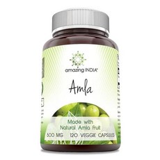 Amazing India Amla 천연 암라 과일로 제조 500 Mg 120 식물성 캡슐 보충제 - GMO 프리 글루텐 프리, 1) 120, 없음, 없음 - 어메이징