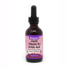 BlueBonnet Bluebonnet Liquid Vitamin B12 $ Folic Acid 2 oz 임신초기비타민D 임신준비엽산 엽산400mg 활성형엽산 솔가천연엽산 임산부솔가엽산 남자엽산, 1개, 1