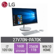 LG 일체형PC 27V70N-PA70K, RAM 16GB + SSD 256GB + HDD 1TB