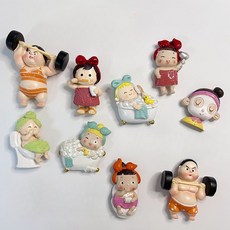 냉장고 자석 캐릭터 큐티 3d 입체 양치 드라이 샤워 다이어트 인형 마그네틱 냉장고 자석, 옵션 2