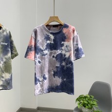 헤리티지 핸드메이드 홀치기염색 공예 여름 남성 스타일리시 캐쥬얼 와이드 루즈핏 커플 t셔츠 트렌드