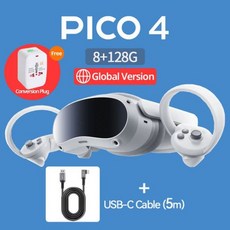 Pico 4 글로벌 버전 VR 헤드셋 올인원 가상 현실 Pico4 메타버스 스트림 게임용 4K 디스플레이 3D 안경, [05] 8 128GB 5m Global, 05 8 128GB 5m Global