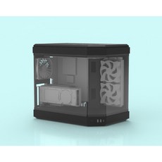 해외 직배송 5색상 ATX mATX 투명 어항 스타일 컴퓨터 미들타워 케이스 HYTE Y60 핑크 블랙 화이트 블루 등 검수 출고, E.화이트-mATX_해외, 1개