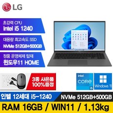 LG 그램 15인치 16인치 17인치 i5 i7 512GB 16G 일반 2IN1터치스크린 15U70P 16T90Q 17Z90Q 노트북 윈도우포함, 블랙, 15인치 터치스크린, 코어i5, 1TB, 16GB, WIN11 Home