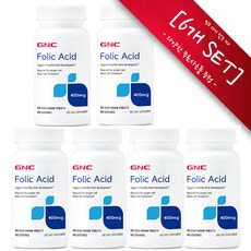 [사은품선택] GNC 엽산 400mcg 100정 (타블렛) GNC Folic Acid 400mcg 100tabs -6개 SET, 챱스틱(민트)1개, 100정, 6개, 100개