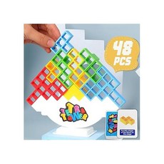 48 Pcs Tetra Tower Balance Stacking Blocks Game Board Games for 2 Players+ Family Games Parties, 48pcs, one option, 1개