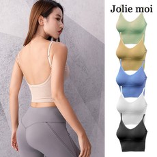줄리모아 백리스 스트레치 라이크라 캡내장 크롭 브라탑