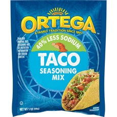 오르테가 타코 시즈닝 믹스 40% 레스 솔디움 12개x28g Ortega Seasoning Mix 40% Less Sodium Taco 12ct, 12개, 28g