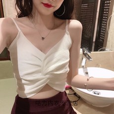 브 라 가 달 린 나시 나시 나시 2019 여름 끈 민소매 캔디 컬러 슬 림 핏 크 롭 탑 어디 에 나 잘 어 울 리 는 캐 주 얼 탑 화이트 프 리 사이즈.