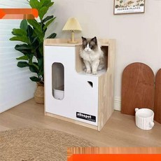 고양이 화장실 원목 캐비넷 가구 서랍, 미색 캐비닛 + ABS 모래 세면대, 1개