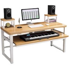 건반 미디테이블 음악 작곡 키보드 뮤지션 데스크 스튜디오작업대 145cm, 120x70x83 블랙+티크 확장형, 1개