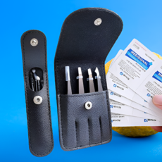 emollz shop (가죽파우치) 족집게세트+Earswab+Alcohol Swab, 1개 몰즈 가죽파우치 족집게+earswab+Alcohol Swab
