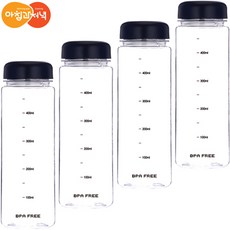 아침과저녁 눈금표시 국내산 트라이탄 마이보틀 블랙, 500ml 4p, 1개