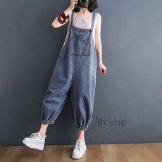 [Myshe]여자 봄여름 루즈핏 멜빵바지 캐주얼 조거팬츠 Dou2615FEI615KZ03