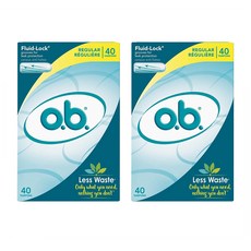 o.b. 레귤러 40개입 2팩 o.b. Applicator Free Digital Tampons Regular 40 Count